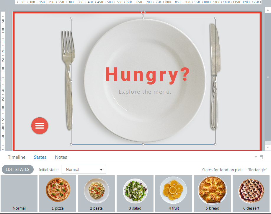 The behind-the-scenes food states for the transparent rectangle that covers the plate.